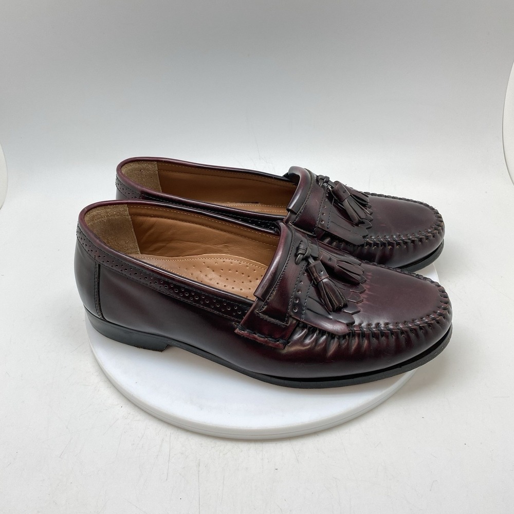 GH Bass Grammer Tassel Loafers Mens 8.5 2E Burgundy Leather Kiltie Dress Shoes